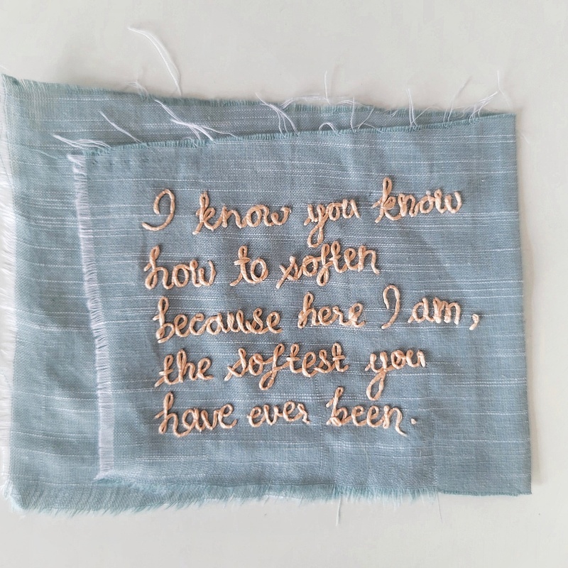Hand-stitched text from a personal journal entry